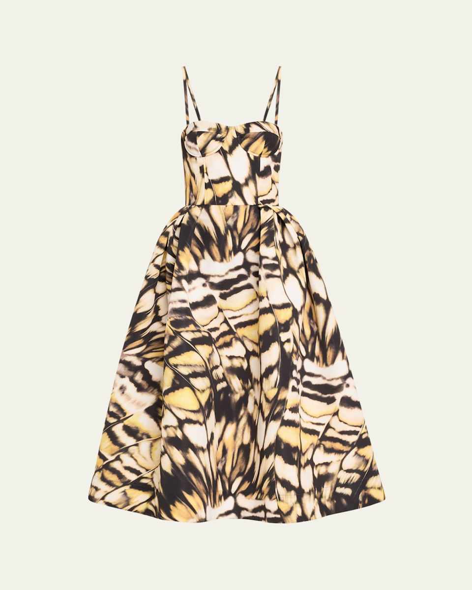 Butterfly Faille Bustier Tea-Length Dress